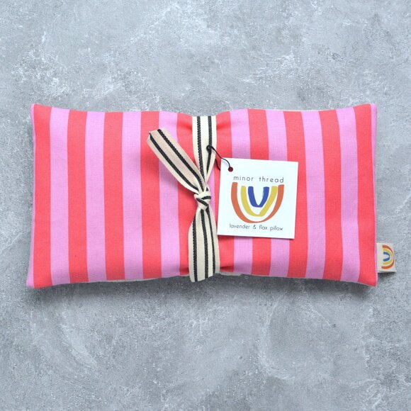 Poppy Pink Cabana Stripe Weighted Eye Pillow Hot/Cold Pack - Picture 1 of 4